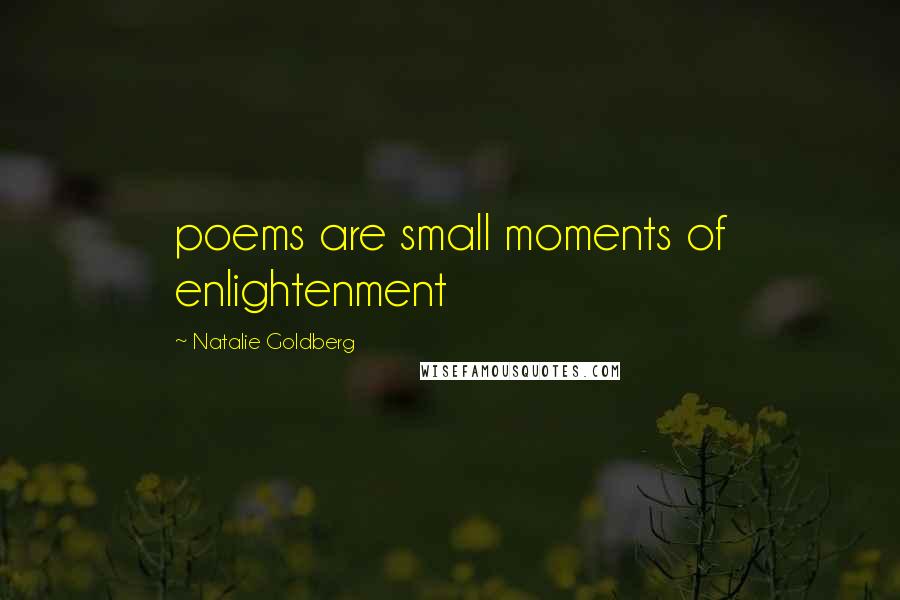 Natalie Goldberg Quotes: poems are small moments of enlightenment