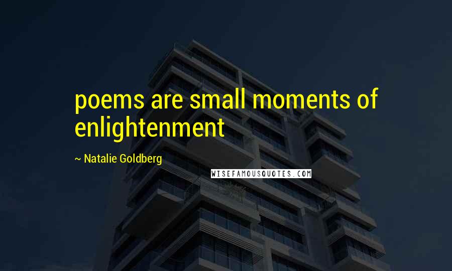 Natalie Goldberg Quotes: poems are small moments of enlightenment