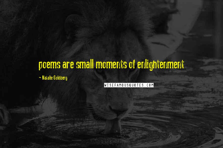 Natalie Goldberg Quotes: poems are small moments of enlightenment