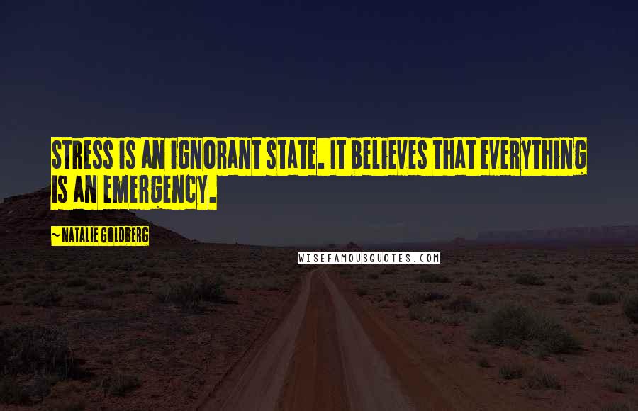 Natalie Goldberg Quotes: Stress is an ignorant state. It believes that everything is an emergency.