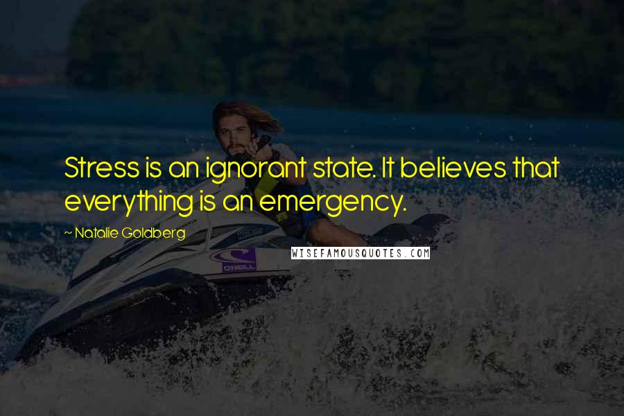 Natalie Goldberg Quotes: Stress is an ignorant state. It believes that everything is an emergency.