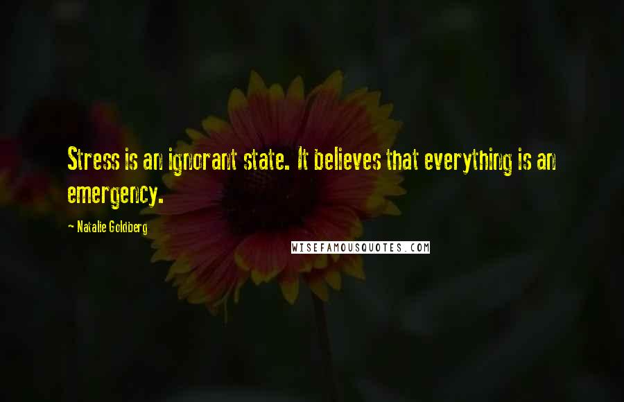 Natalie Goldberg Quotes: Stress is an ignorant state. It believes that everything is an emergency.