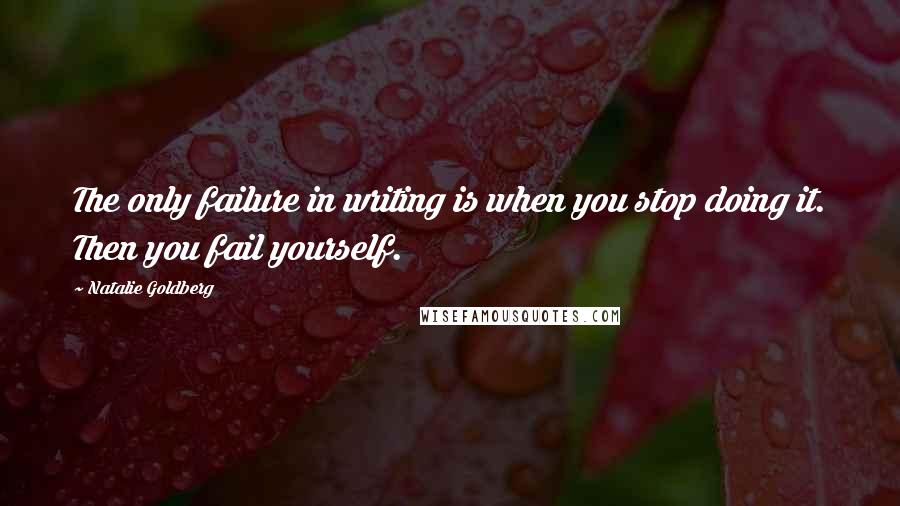 Natalie Goldberg Quotes: The only failure in writing is when you stop doing it. Then you fail yourself.