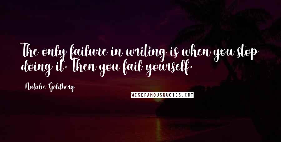 Natalie Goldberg Quotes: The only failure in writing is when you stop doing it. Then you fail yourself.