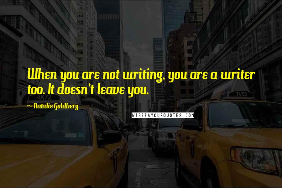 Natalie Goldberg Quotes: When you are not writing, you are a writer too. It doesn't leave you.