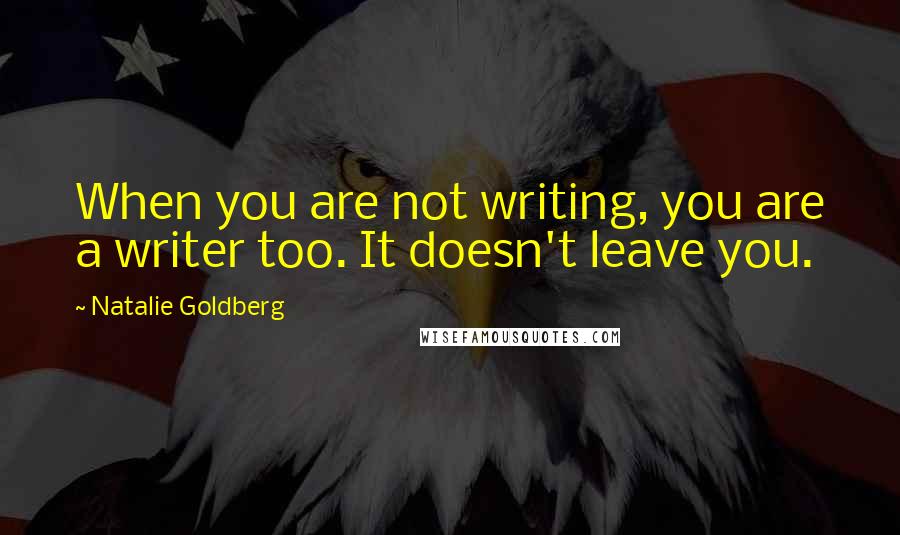 Natalie Goldberg Quotes: When you are not writing, you are a writer too. It doesn't leave you.