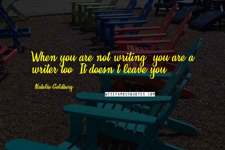 Natalie Goldberg Quotes: When you are not writing, you are a writer too. It doesn't leave you.