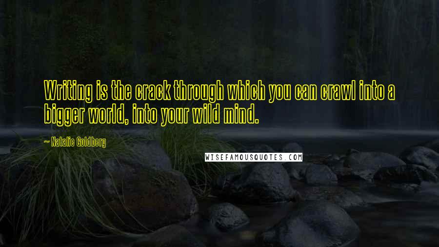 Natalie Goldberg Quotes: Writing is the crack through which you can crawl into a bigger world, into your wild mind.