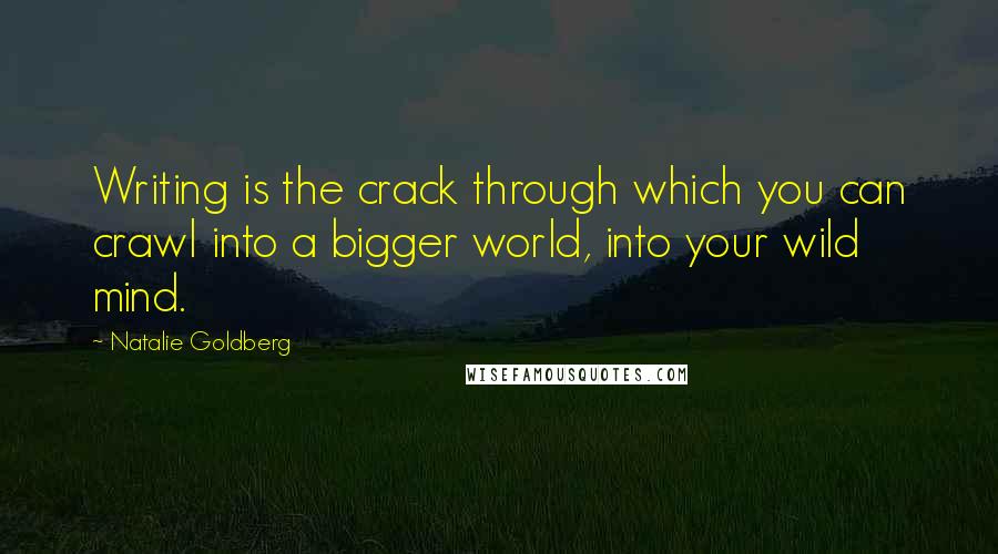 Natalie Goldberg Quotes: Writing is the crack through which you can crawl into a bigger world, into your wild mind.