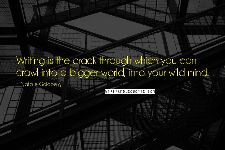 Natalie Goldberg Quotes: Writing is the crack through which you can crawl into a bigger world, into your wild mind.