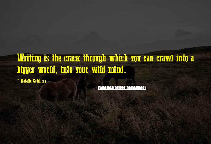 Natalie Goldberg Quotes: Writing is the crack through which you can crawl into a bigger world, into your wild mind.