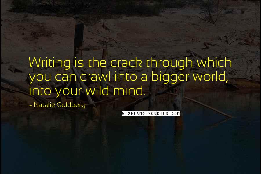 Natalie Goldberg Quotes: Writing is the crack through which you can crawl into a bigger world, into your wild mind.