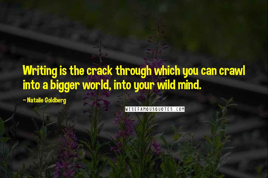 Natalie Goldberg Quotes: Writing is the crack through which you can crawl into a bigger world, into your wild mind.