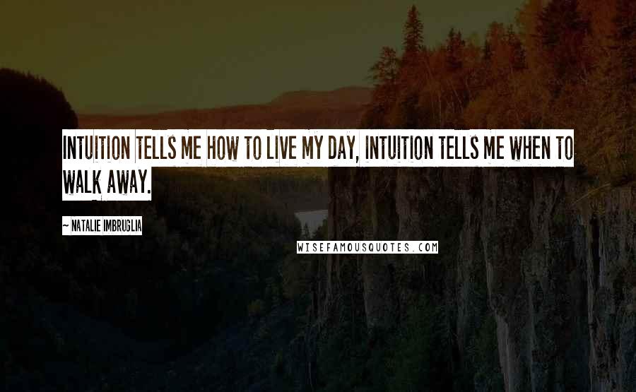 Natalie Imbruglia Quotes: Intuition tells me how to live my day, intuition tells me when to walk away.