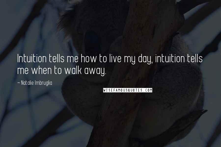 Natalie Imbruglia Quotes: Intuition tells me how to live my day, intuition tells me when to walk away.