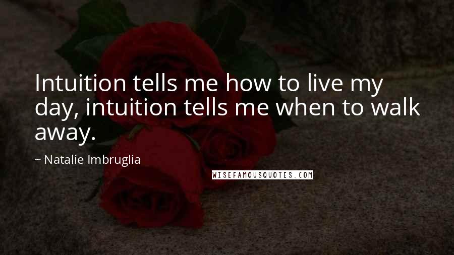 Natalie Imbruglia Quotes: Intuition tells me how to live my day, intuition tells me when to walk away.