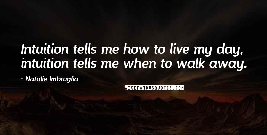 Natalie Imbruglia Quotes: Intuition tells me how to live my day, intuition tells me when to walk away.