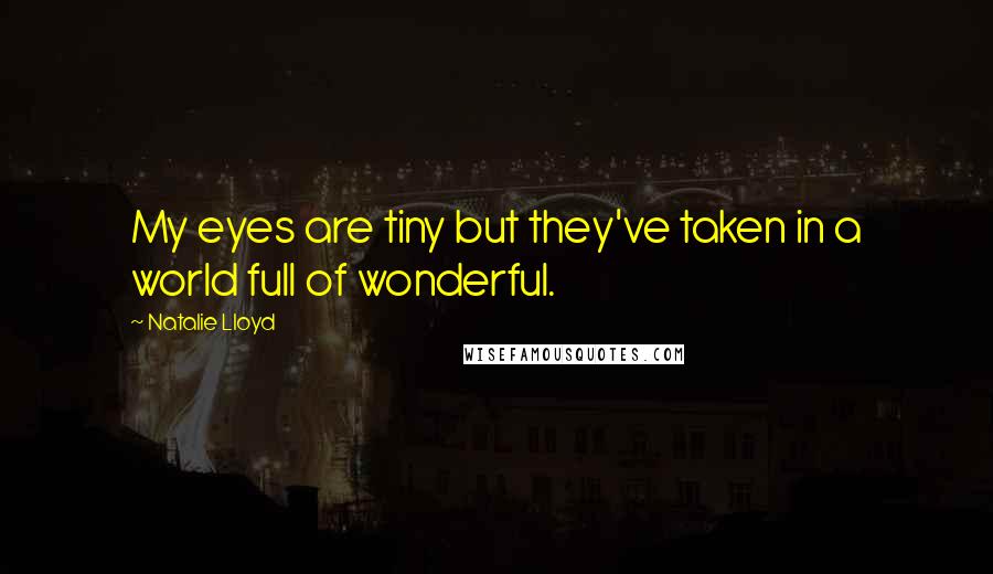 Natalie Lloyd Quotes: My eyes are tiny but they've taken in a world full of wonderful.