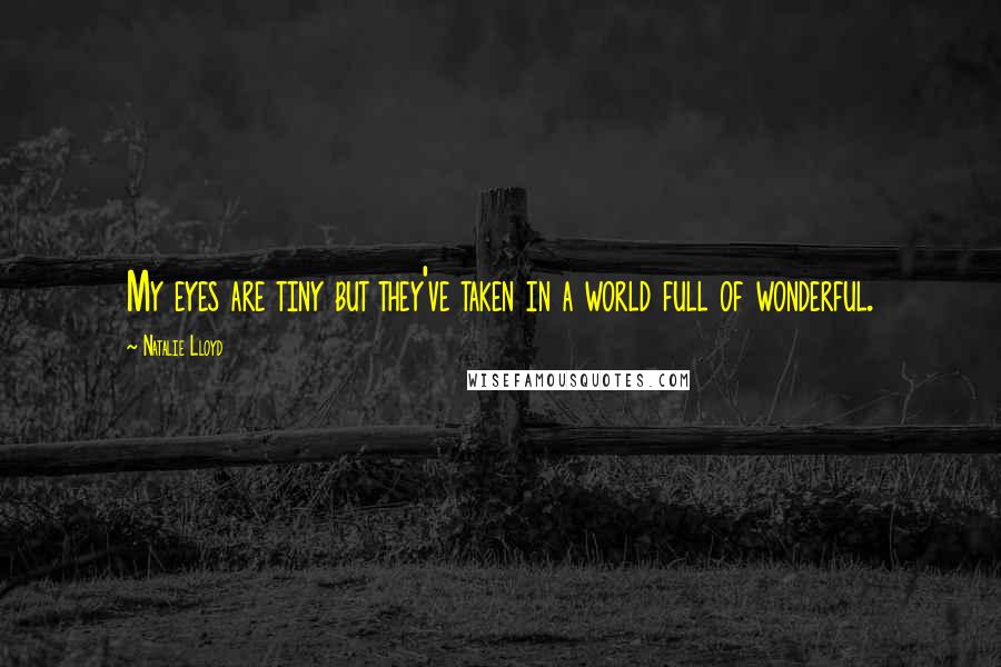 Natalie Lloyd Quotes: My eyes are tiny but they've taken in a world full of wonderful.