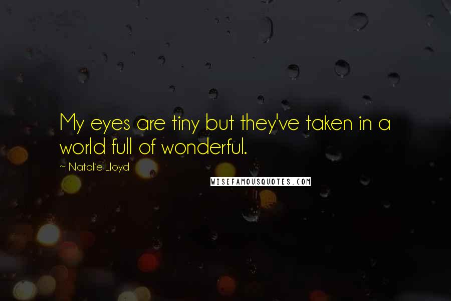 Natalie Lloyd Quotes: My eyes are tiny but they've taken in a world full of wonderful.