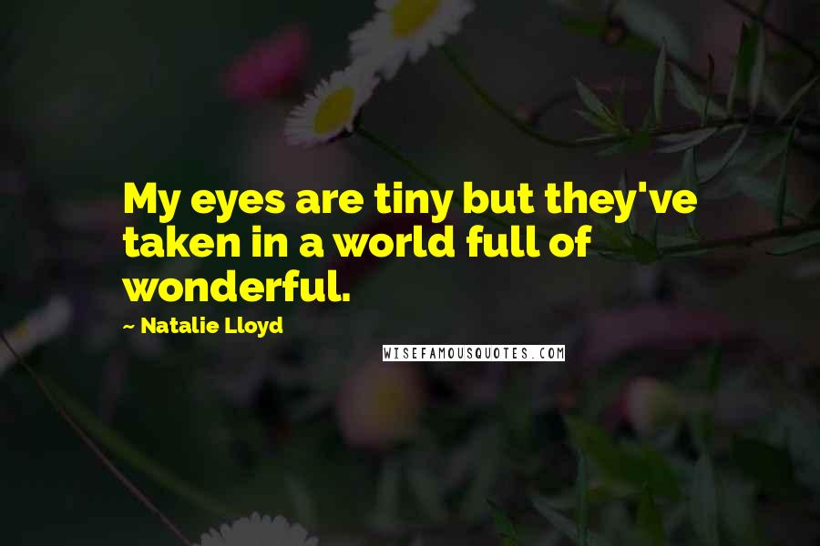 Natalie Lloyd Quotes: My eyes are tiny but they've taken in a world full of wonderful.