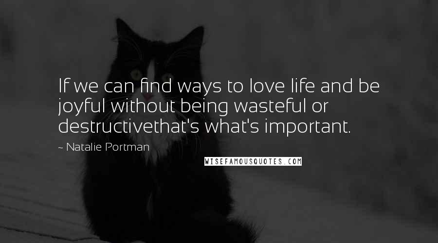 Natalie Portman Quotes: If we can find ways to love life and be joyful without being wasteful or destructivethat's what's important.