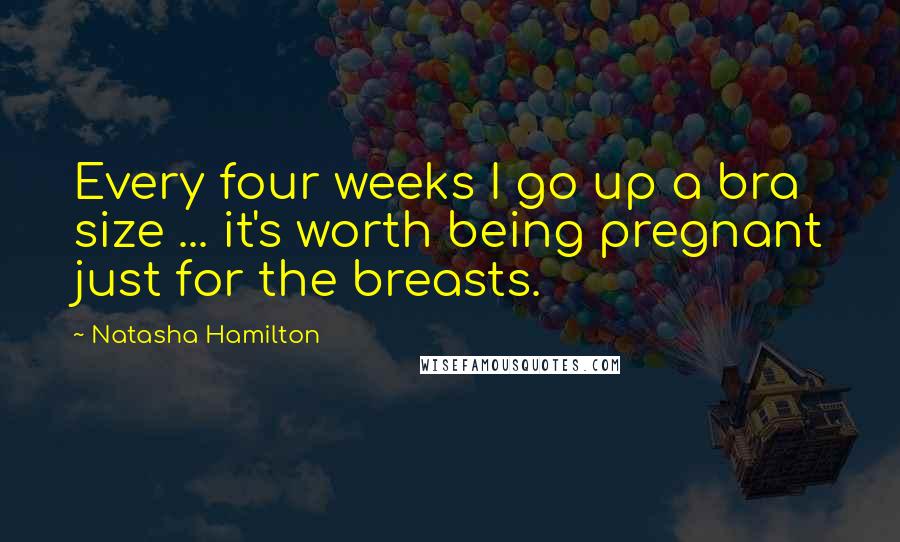 Natasha Hamilton Quotes: Every four weeks I go up a bra size ... it's worth being pregnant just for the breasts.