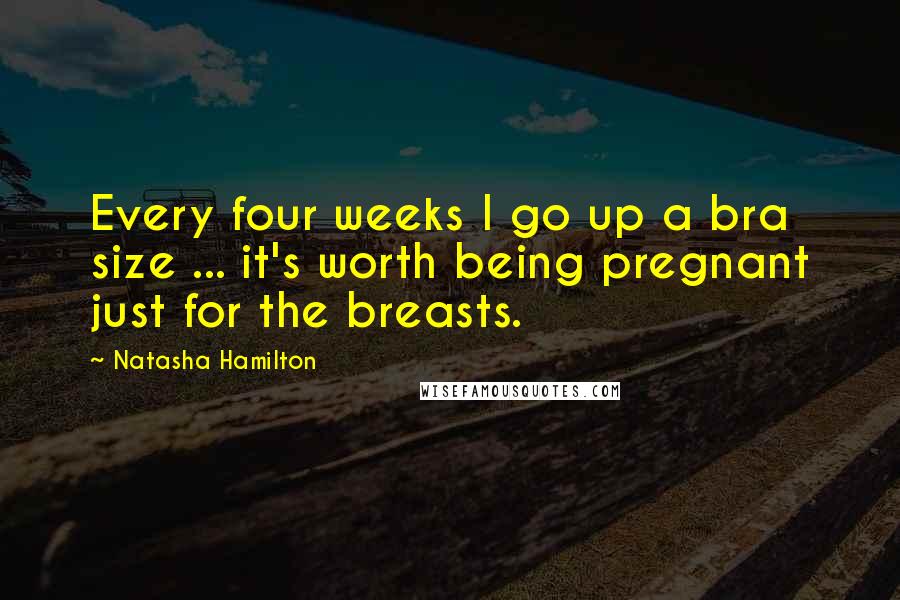 Natasha Hamilton Quotes: Every four weeks I go up a bra size ... it's worth being pregnant just for the breasts.