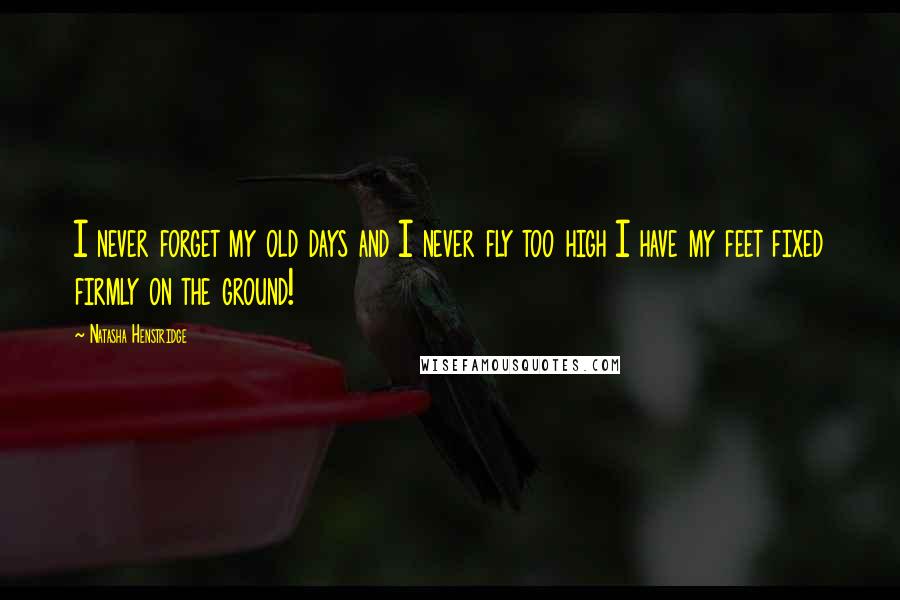 Natasha Henstridge Quotes: I never forget my old days and I never fly too high I have my feet fixed firmly on the ground!