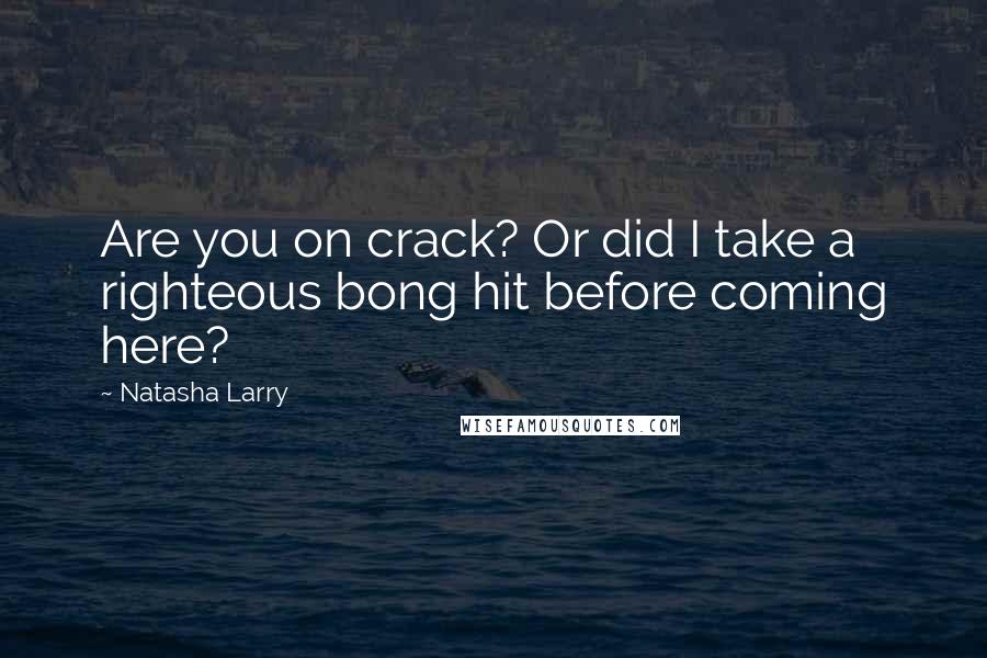 Natasha Larry Quotes: Are you on crack? Or did I take a righteous bong hit before coming here?