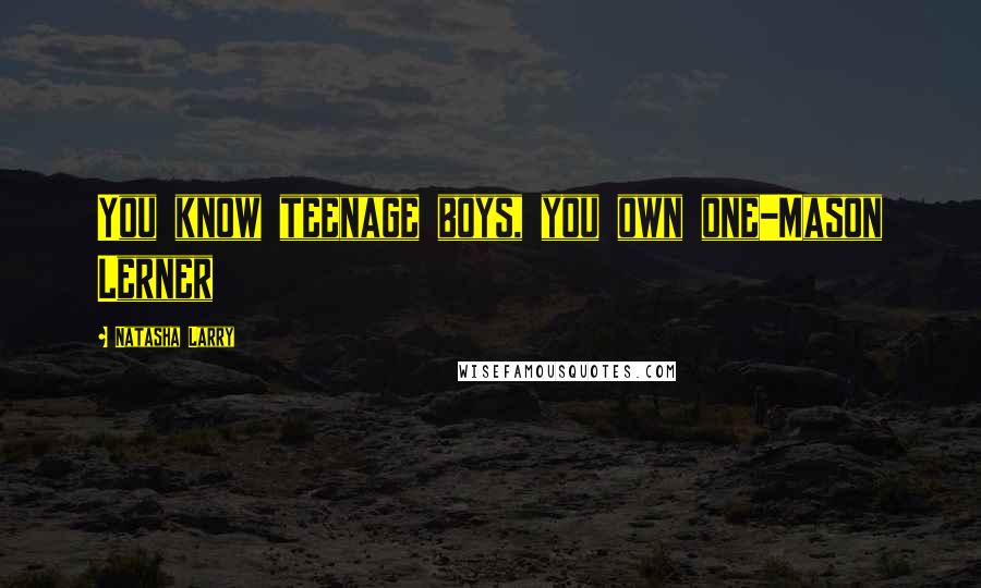 Natasha Larry Quotes: You know teenage boys, you own one-Mason Lerner