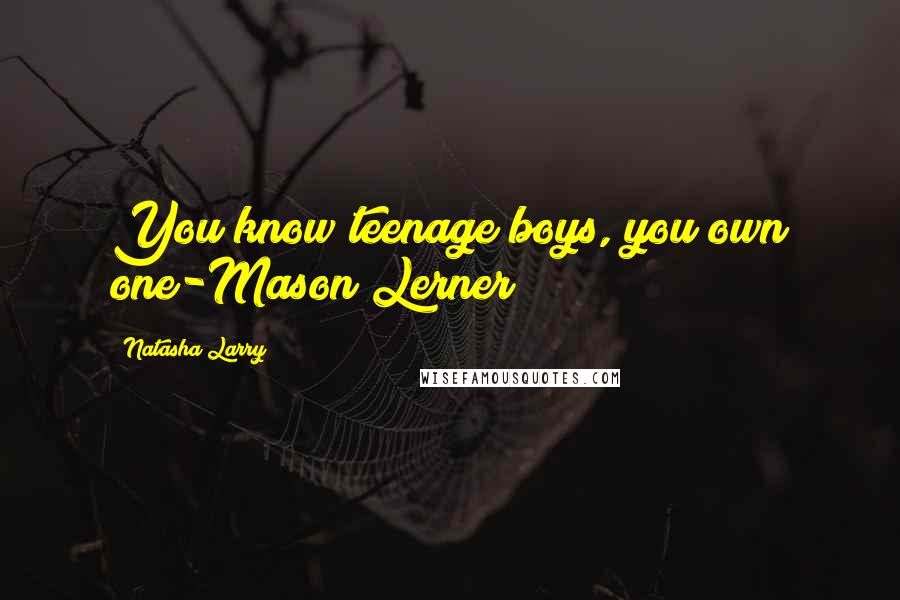 Natasha Larry Quotes: You know teenage boys, you own one-Mason Lerner