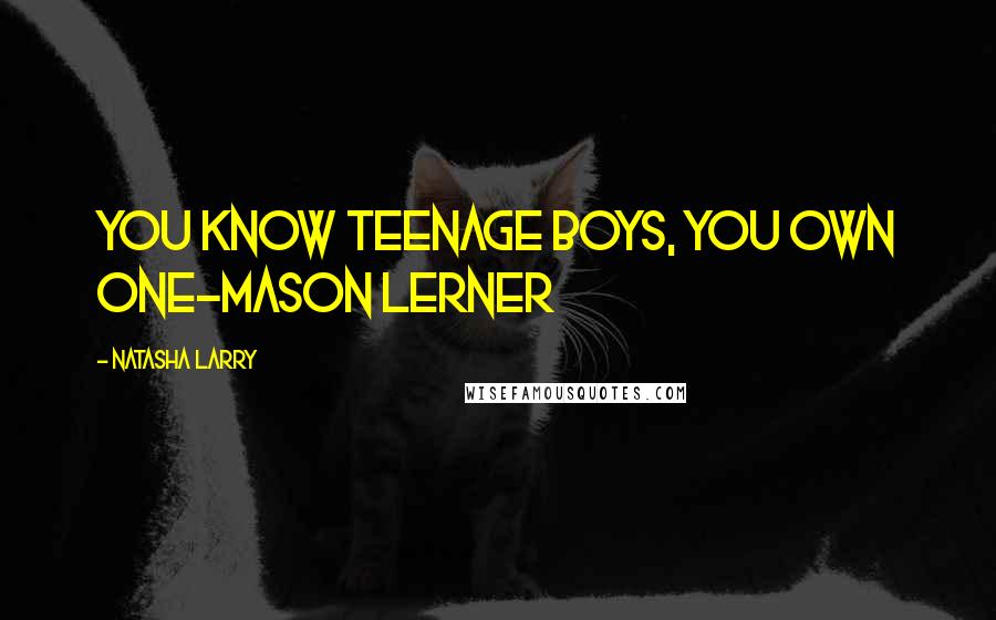 Natasha Larry Quotes: You know teenage boys, you own one-Mason Lerner