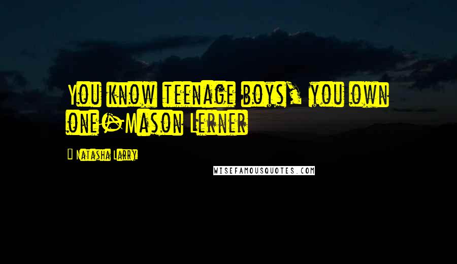 Natasha Larry Quotes: You know teenage boys, you own one-Mason Lerner