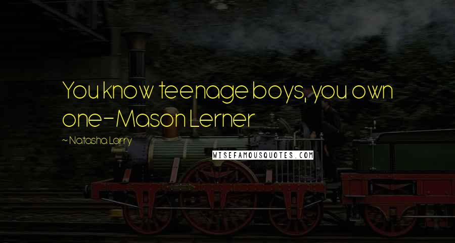 Natasha Larry Quotes: You know teenage boys, you own one-Mason Lerner