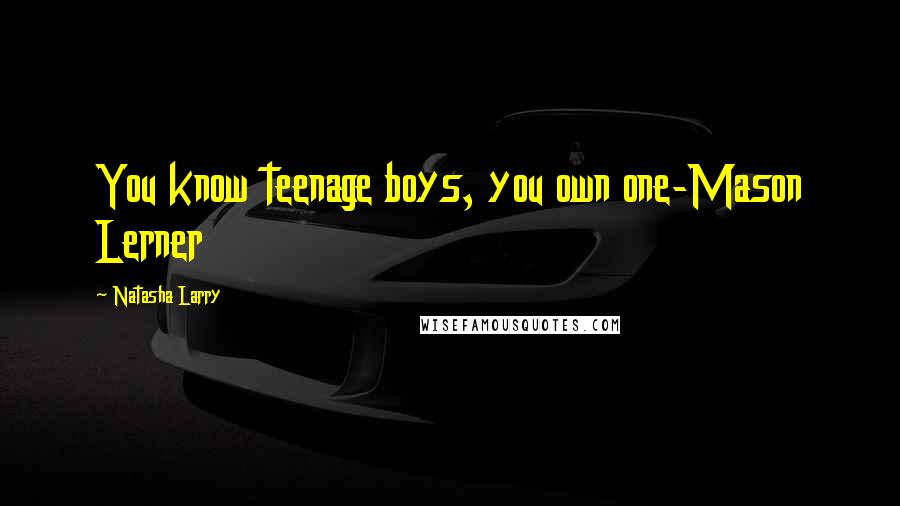 Natasha Larry Quotes: You know teenage boys, you own one-Mason Lerner