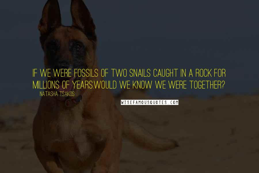 Natasha Tsakos Quotes: If we were fossils of two snails caught in a rock for millions of years.Would we know we were together?