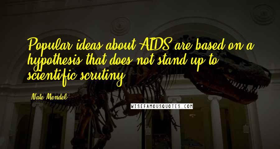 Nate Mendel Quotes: Popular ideas about AIDS are based on a hypothesis that does not stand up to scientific scrutiny.