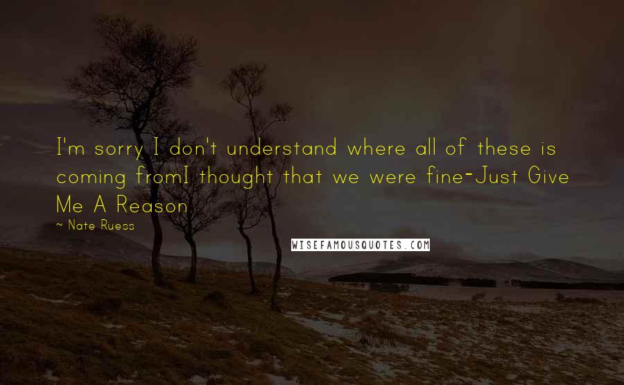 Nate Ruess Quotes: I'm sorry I don't understand where all of these is coming fromI thought that we were fine-Just Give Me A Reason
