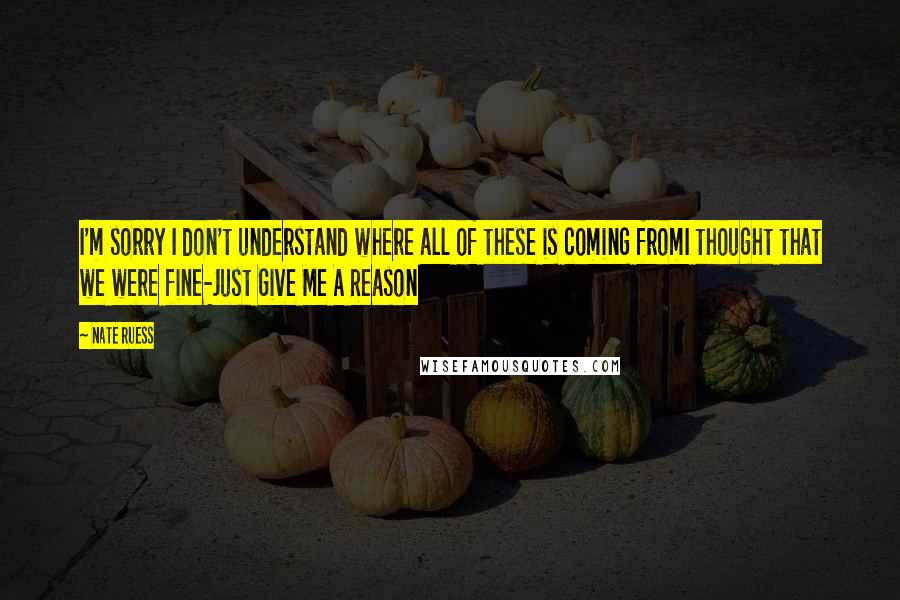 Nate Ruess Quotes: I'm sorry I don't understand where all of these is coming fromI thought that we were fine-Just Give Me A Reason