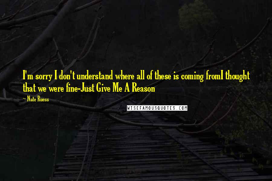Nate Ruess Quotes: I'm sorry I don't understand where all of these is coming fromI thought that we were fine-Just Give Me A Reason