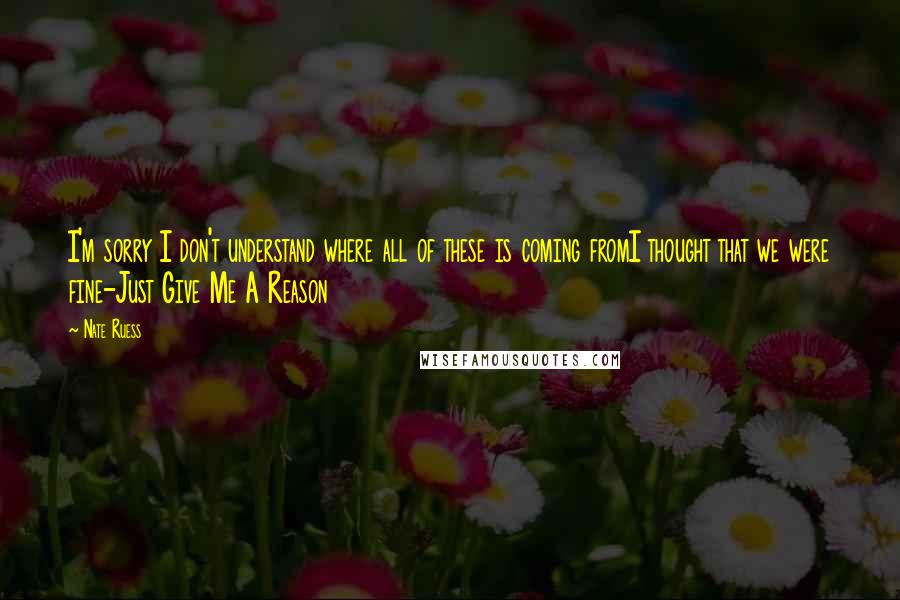 Nate Ruess Quotes: I'm sorry I don't understand where all of these is coming fromI thought that we were fine-Just Give Me A Reason