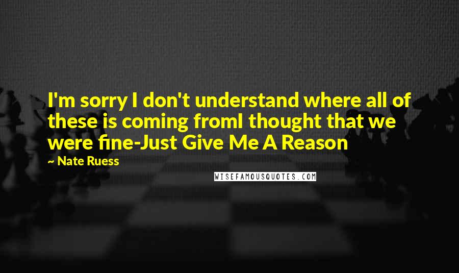 Nate Ruess Quotes: I'm sorry I don't understand where all of these is coming fromI thought that we were fine-Just Give Me A Reason