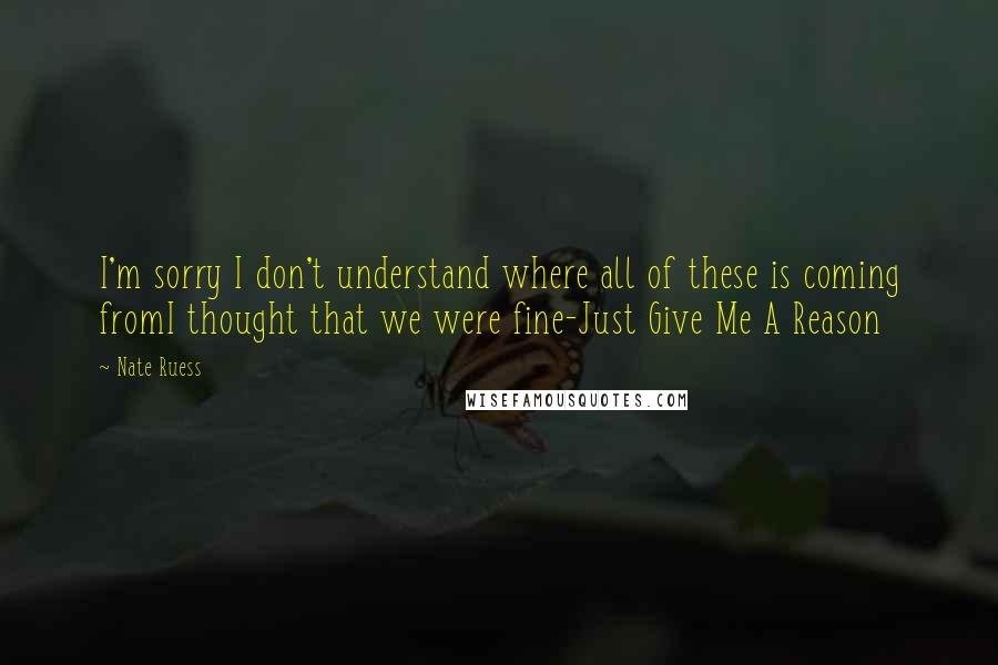 Nate Ruess Quotes: I'm sorry I don't understand where all of these is coming fromI thought that we were fine-Just Give Me A Reason