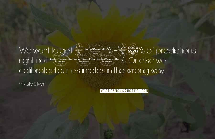 Nate Silver Quotes: We want to get 80%-85% of predictions right, not 100%. Or else we calibrated our estimates in the wrong way.