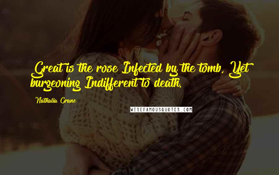Nathalia Crane Quotes: Great is the rose Infected by the tomb, Yet burgeoning Indifferent to death.