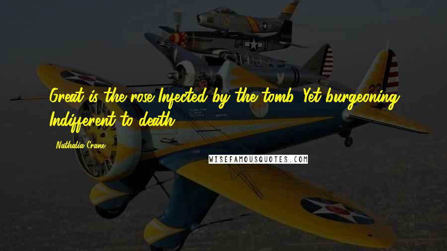Nathalia Crane Quotes: Great is the rose Infected by the tomb, Yet burgeoning Indifferent to death.
