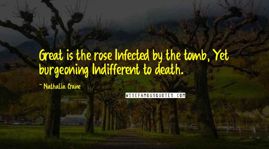 Nathalia Crane Quotes: Great is the rose Infected by the tomb, Yet burgeoning Indifferent to death.