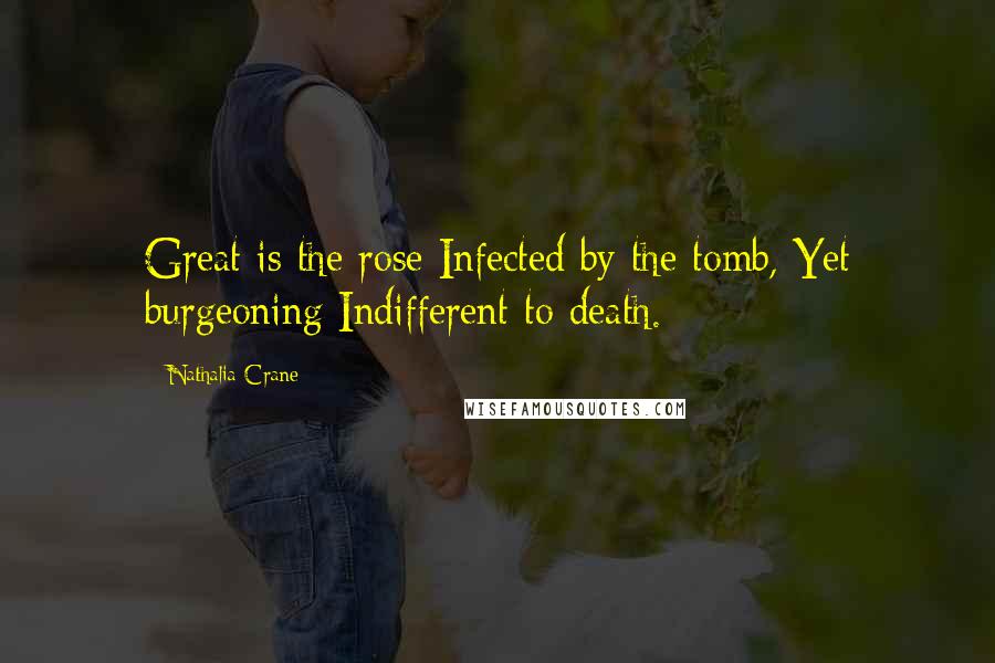 Nathalia Crane Quotes: Great is the rose Infected by the tomb, Yet burgeoning Indifferent to death.
