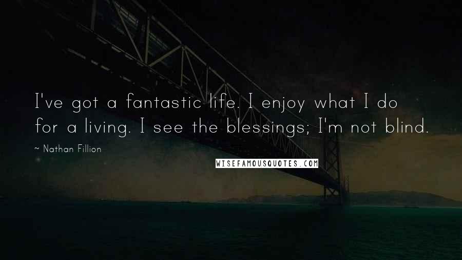 Nathan Fillion Quotes: I've got a fantastic life. I enjoy what I do for a living. I see the blessings; I'm not blind.